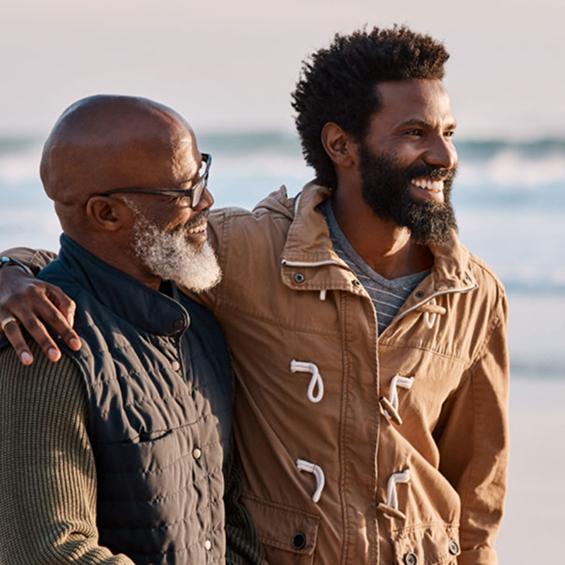 Happy father and son